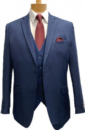 The Perfect Wedding Suit - Classic or Slim Fit Solid Navy Vested Suit