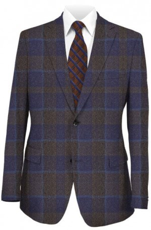 Blujacket Brown-Blue Plaid Tailored Fit Sportcoat #122265