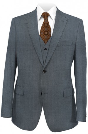 Tiglio Medium Blue Tailored Fit Vested Suit #12A004