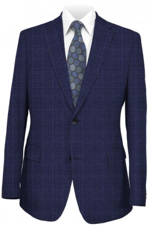 DKNY Dark Blue Plaid Slim Fit Suit #18Z0146