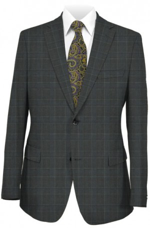 Betenly Gray Plaid Slim Fit Suit 1D81008