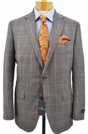 Paul Betenly Tan Windowpane Tailored Fit Suit #1T201003