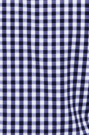 Maceoo Navy Check Stretch Slim Fit Long Sleeve Shirt #202001013243