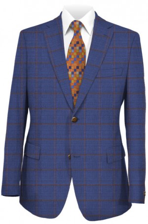 Paul Betenly Blue with Red Windowpane Slim Fit Sportcoat #2RD92012