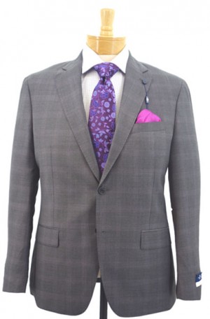 Hart Schaffner Marx Gray Subtle Plaid Tailored Fit Suit #34N0028