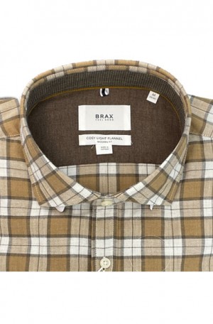 Brax Tan Light Flannel Slim Fit Shirt #45-3594-54