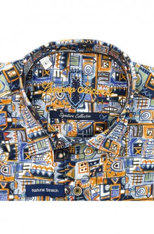 Luchiano Visconti Aztec Motif Tailored Fit Shirt #4528-AZTEC
