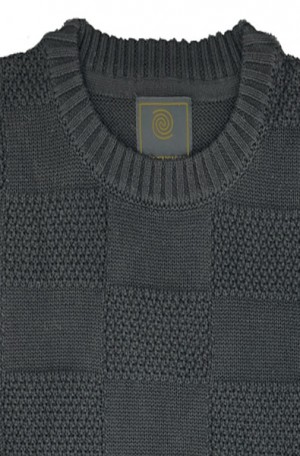 F/X Fusion Black Tonal Pattern Crewneck Sweater #5002-BLK