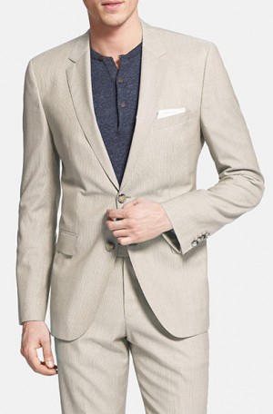 Hugo Boss Tan & White Tailored Fit Summer Suit #50262991-270