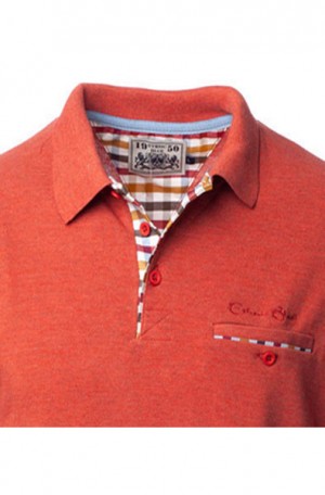 Ethnic Blue Salmon Red Polo #6344N1