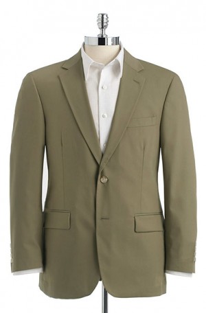 Haspel Olive Poplin Suit with Pleated Slacks 7015P
