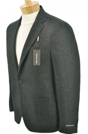 Michael Kors Charcoal with Brown Accents Tweed Slim Fit Sportcoat #8SZ0083