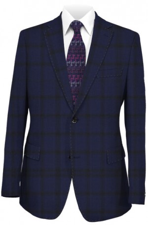 Rubin Blue Windowpane Tailored Fit Suit #A00651