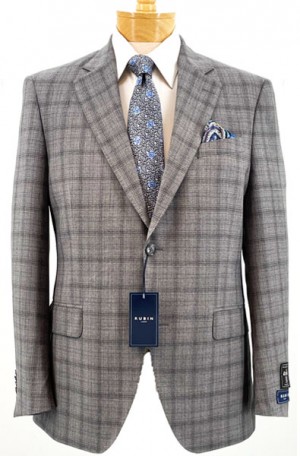 Rubin Gray Plaid Tailored Fit Suit #A2139