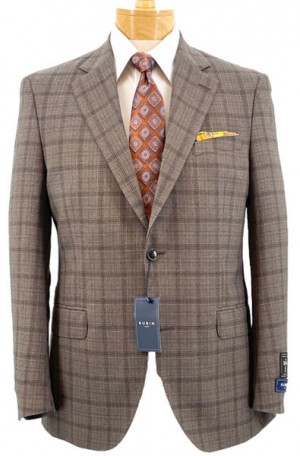 Rubin Medium Brown Plaid Tailored Fit Suit #A2143I