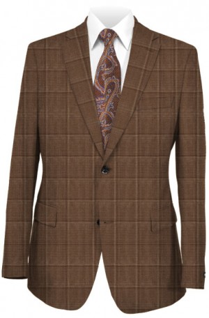 Rubin Medium Brown Windowpane Tailored Fit Sportcoat B2003-EMP