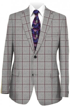 Tiglio Gray with Burgundy Tailored Fit Sportcoat #CG8802F-511-4