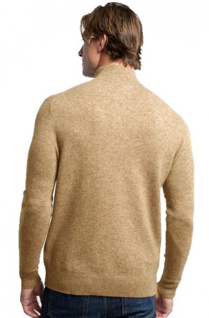 Quinn Camel Color 1/4-Zip Merino Wool Sweater CM83107-CAMEL