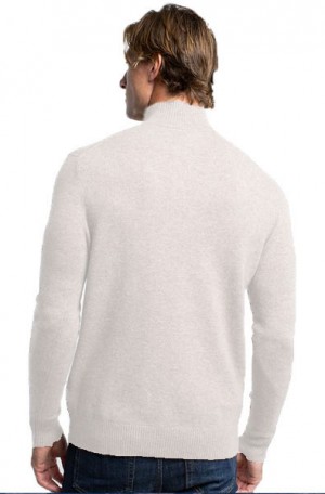 Quinn Cream Color 1/4-Zip Merino Wool Sweater CM83107-CRM