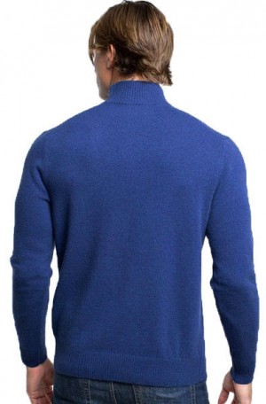 Quinn Royal Blue 1/4-Zip Merino Wool Sweater CM83107-RYL