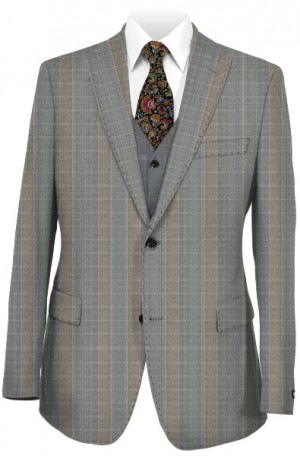 Canaletto Gray & Tan Tailored Fit Vested Suit CN1403-1