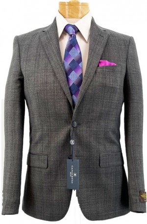 Canaletto Bold Gray Plaid Tailored Fit Suit #CV271532