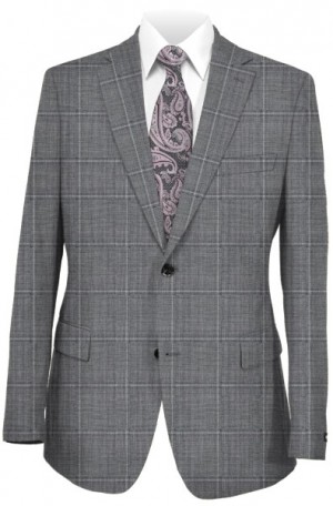 Hickey Freeman Gray Windowpane Suit #F85-312012
