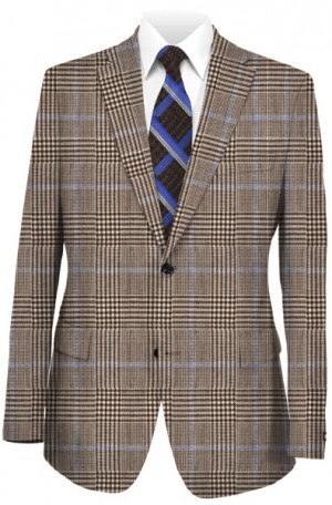 Hickey Freeman Medium Brown Plaid Cashmere-Silk Sportcoat #F85-512003