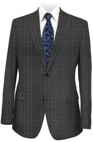 Tiglio Black Plaid Tailored Fit Vested Suit #FT3124-1