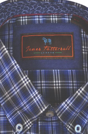James Tattersall Blue Plaid Tailored Fit Shirt #J000610-BLUE