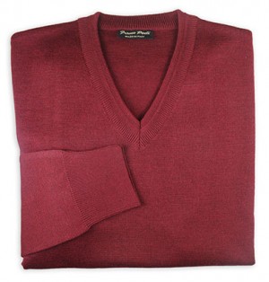 Gionfriddo - Franco Ponti Burgundy V-Neck Sweater #K01-WINE