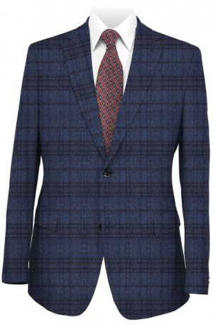 Bruno Magli Blue Plaid Tailored Fit Sportcoat #M0150