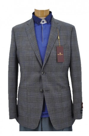 Bruno Magli Gray & Blue Tailored Fit Sportcoat #M0157
