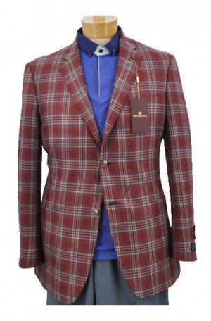 Bruno Magli Red Pattern Tailored Fit Sportcoat #M0216