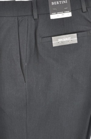Bertini Charcoal 4-Way Stretch Tailored Fit Slacks #M1564M187-010