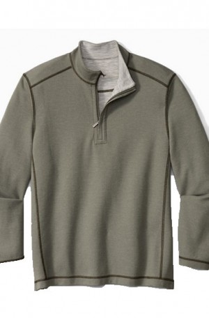 Tommy Bahama Flipshore Heather Gray to Olive Reversible 1/4 Zip #ST225423-18414