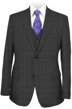 Tiglio Charcoal Pattern Tailored Fit 3-Piece Suit #T150101-2
