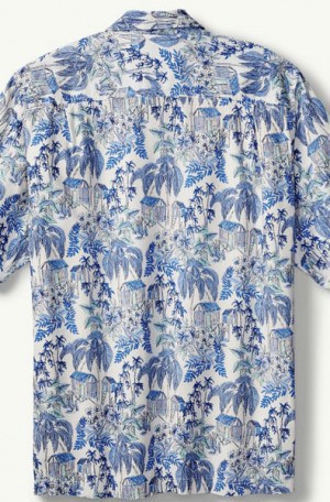 Tommy Bahama Blue Pattern Silk Camp Shirt #T316644-3220