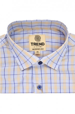 F/X Fusion 'Trend' Light Blue and Tan Plaid Shirt #T622