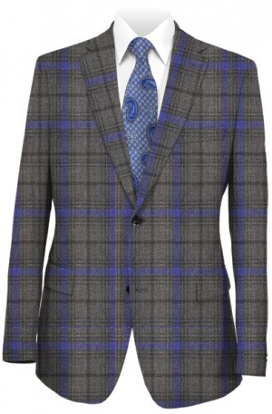 Tallia Gray & Blue Unstructured Slim Fit Sportcoat #TFW0111
