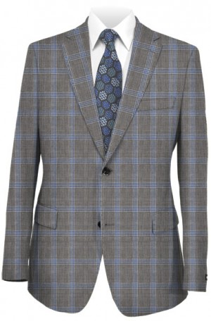 Tiglio Gray & Blue Pattern Tailored Fit Suit #TL4003-1