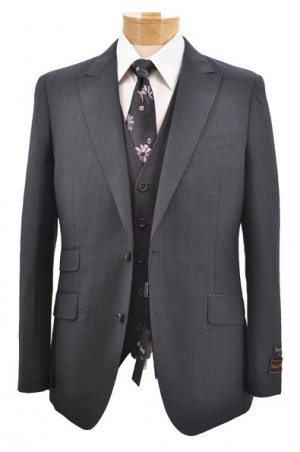 Tiglio Dark Gray Vested Tailored Fit Suit #TL4182-1