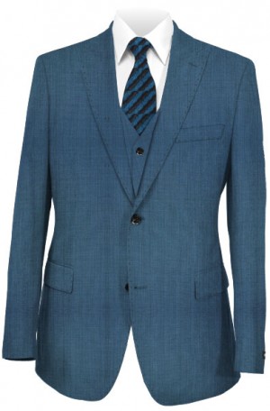 Tiglio Aqua Blue Tailored Fit Vested Suit #TS6082-4