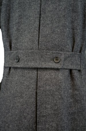 Sanyo Charcoal Textured Tweed Double Breasted Topcoat #Z1A-17-018-08