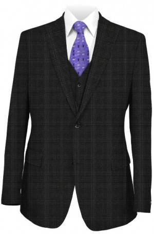 Austin Reed Black Plaid Tailored Fit Vested Suit #ZBA0091
