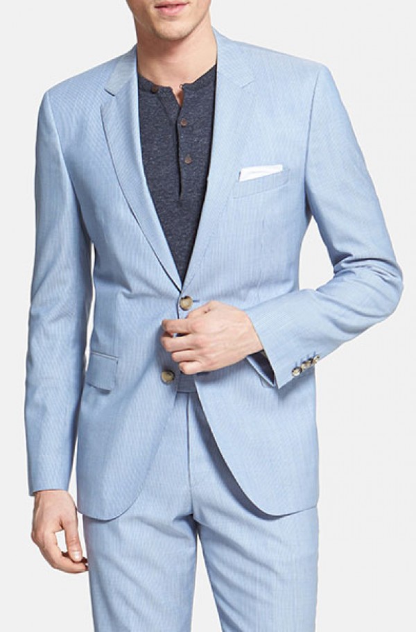 karakter velsignelse barmhjertighed Hugo Boss Blue & White Tailored Fit Summer Suit #50262991-450 - Mens Suits